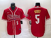 Men's Philadelphia Phillies #5 Bryson Stott Number Red Cool Base Stitched Baseball Jersey,baseball caps,new era cap wholesale,wholesale hats